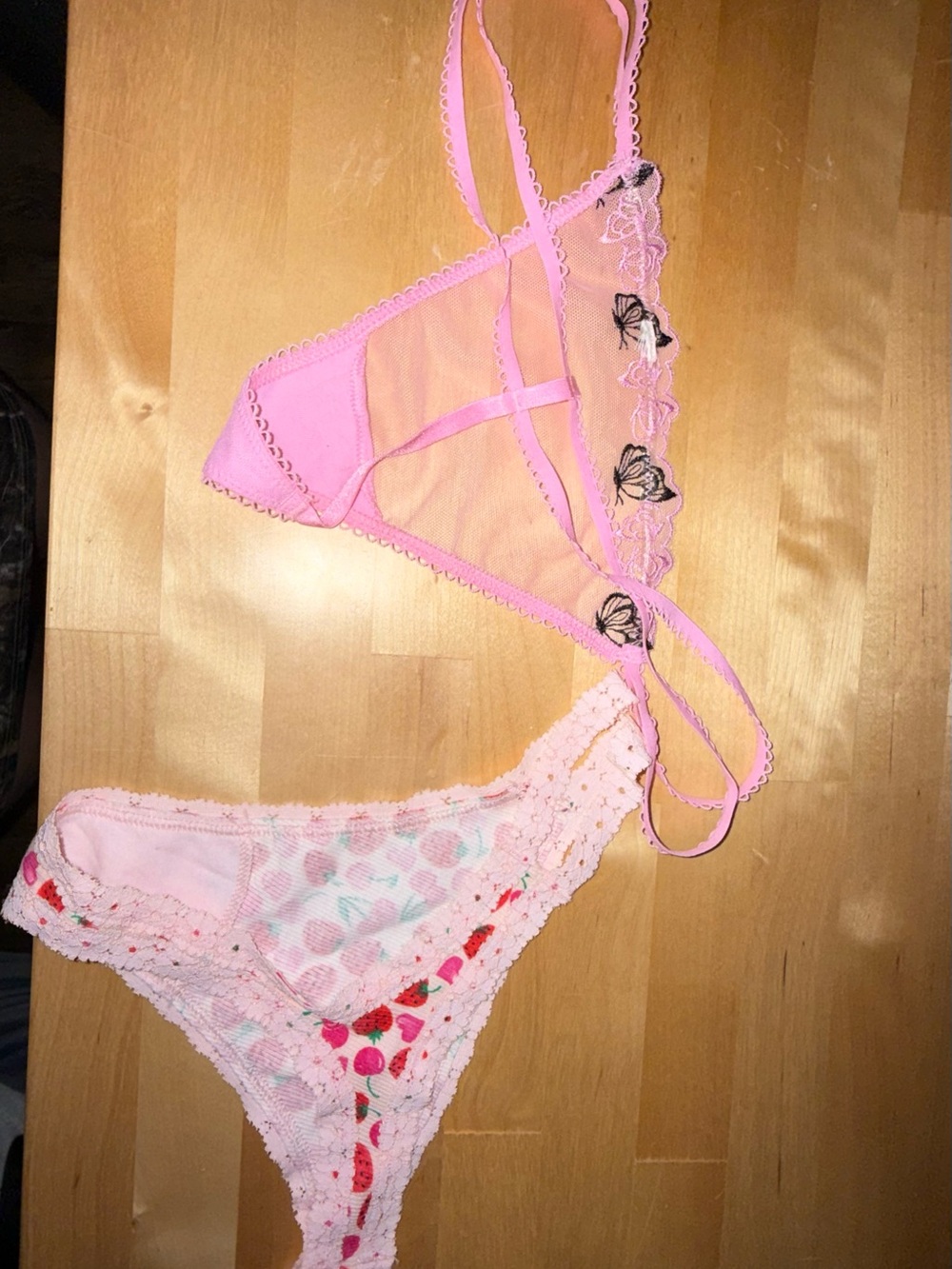 Pink Lace & Mesh Women's Panty Set